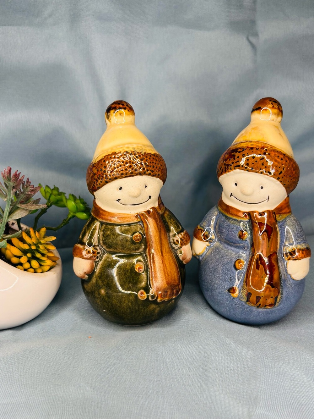 Vintage Ceramic  Snowman Figurines